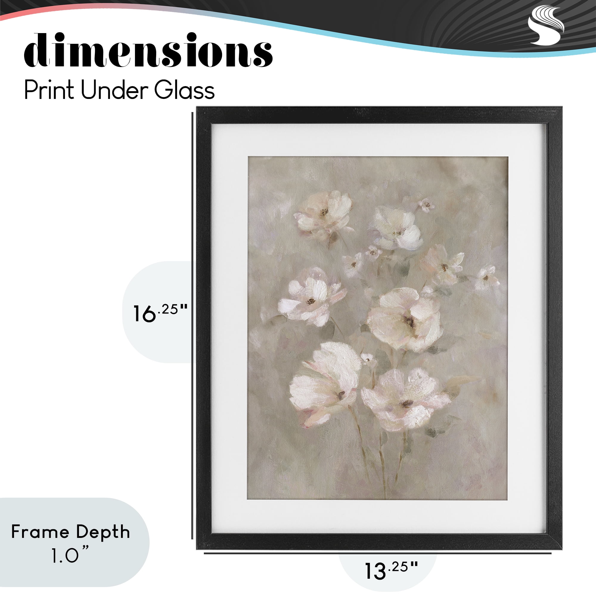 Stupell Industries Blush Florals over Beige Black Framed Print Under Glass, design by Carol Robinson