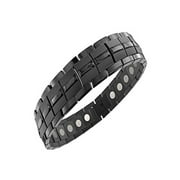 Mens Magnetic Titanium Bracelet Carbon Black for Arthritis and Carpel Tunnel, Adjuster, Gift Box (7.5)