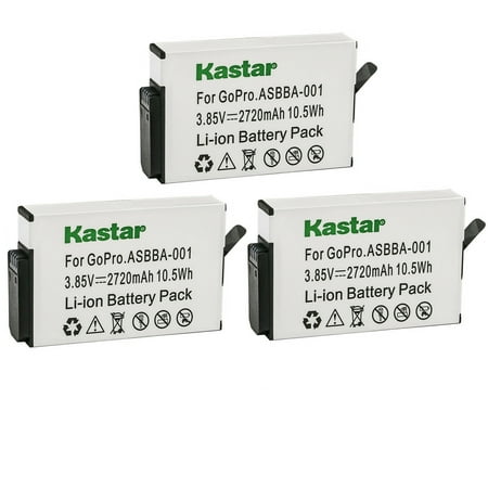 Image of Kastar 3-Pack ASBBA-001 Battery 3.85V 2720mAh Replacement for GoPro Camera ASBBA-001 Fusion Battery GoPro ASBBA-001 Battery Gopro Fusion 360-Degree Action Camera Gopro Fusion VR 360 Camera