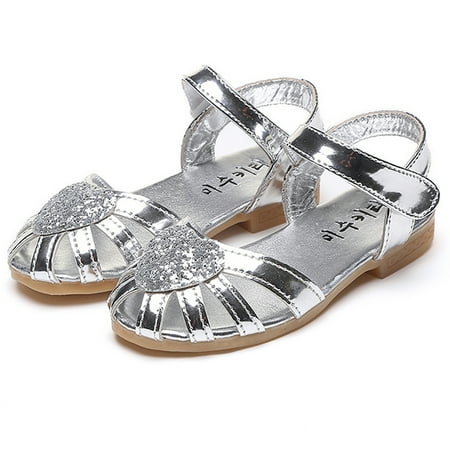 

Girls Sequin Soft Closed Toe Princess Flat Shoes Summer Sandals for Toddler/Little Kid