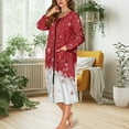 thumbnail image 5 of Yuyamidu Ladies Christmas Robes with Zipper Front Bathrobe Snowflake Long Sleeve Pajama House Coat Red Skeepwear Loose Long Sleeves Crewneck Pj Dress Size S, 5 of 7