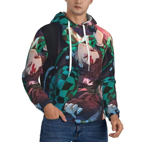 Demon Slayer Trendy Cartoon Men'S Fleece Hooded Hoodie, hoodies for women men with pockets,Fall Fashion 2025 Pullover Sweaters Winter Clothes
