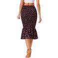 thumbnail image 3 of Falda midi floral para mujer, con fruncido, hasta la rodilla, de cintura alta, tipo bodycon, estilo sirena, lápiz, de gasa, negra y rosa, talla S, 3 of 6