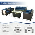 thumbnail image 6 of Waroom 5pcs Patio Furniture Set with Fire Pit Table PE Wicker Outdoor Conversation Sofa Chairs Set for Balcony, Navy Blue, 6 of 7