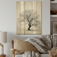 thumbnail image 2 of Designart "White Tree Monochrome Leaves" Floral & Botanical Print on Natural Pine Wood, 2 of 5