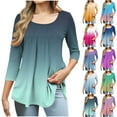 thumbnail image 4 of gakvbuo 3/4 Sleeve Tunics Tops For Women Tunic Tops To Wear With Leggings Crewneck Pleated Long Loose Pullover T-shirt Dressy Flowy Blouses S-2XL, 4 of 6