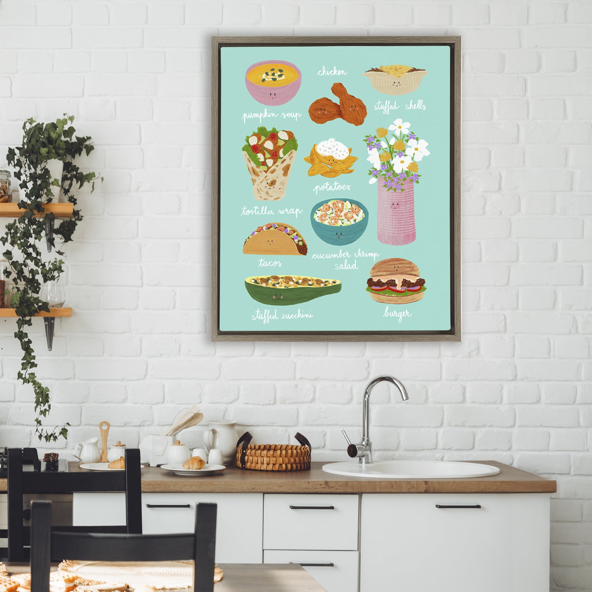 Stupell Industries Gourmet Lunch Food Collection Brown Framed Floater Canvas Wall Art, design by Metka Hiti