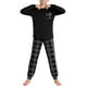 thumbnail image 2 of Conjuntos de blusa y camisa de manga larga con cuello redondo para niños y niñas de 5 a 14 años. Conjunto de top y pantalón con mangas estampadas., 2 of 9