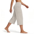 thumbnail image 4 of CQONEPT Women Bermuda Shorts with Pockets High Waist Wide Leg Long Shorts Jogger Outdoor Sports Casual Pants Khaki S, 4 of 5