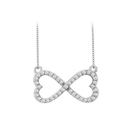 UBPDH477W14D Infinity Diamond Double Heart Design Necklace in 14K White Gold 0.50 Carat Diamonds
