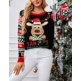 thumbnail image 3 of Chritsmas Sweaters for Women Crewneck Funny Santa Snowflake Print Color Block Long Sleeve Knit Cute Holiday Ugly Christmas Pullover Sweaters Tops Alsol Lamesa, 3 of 6