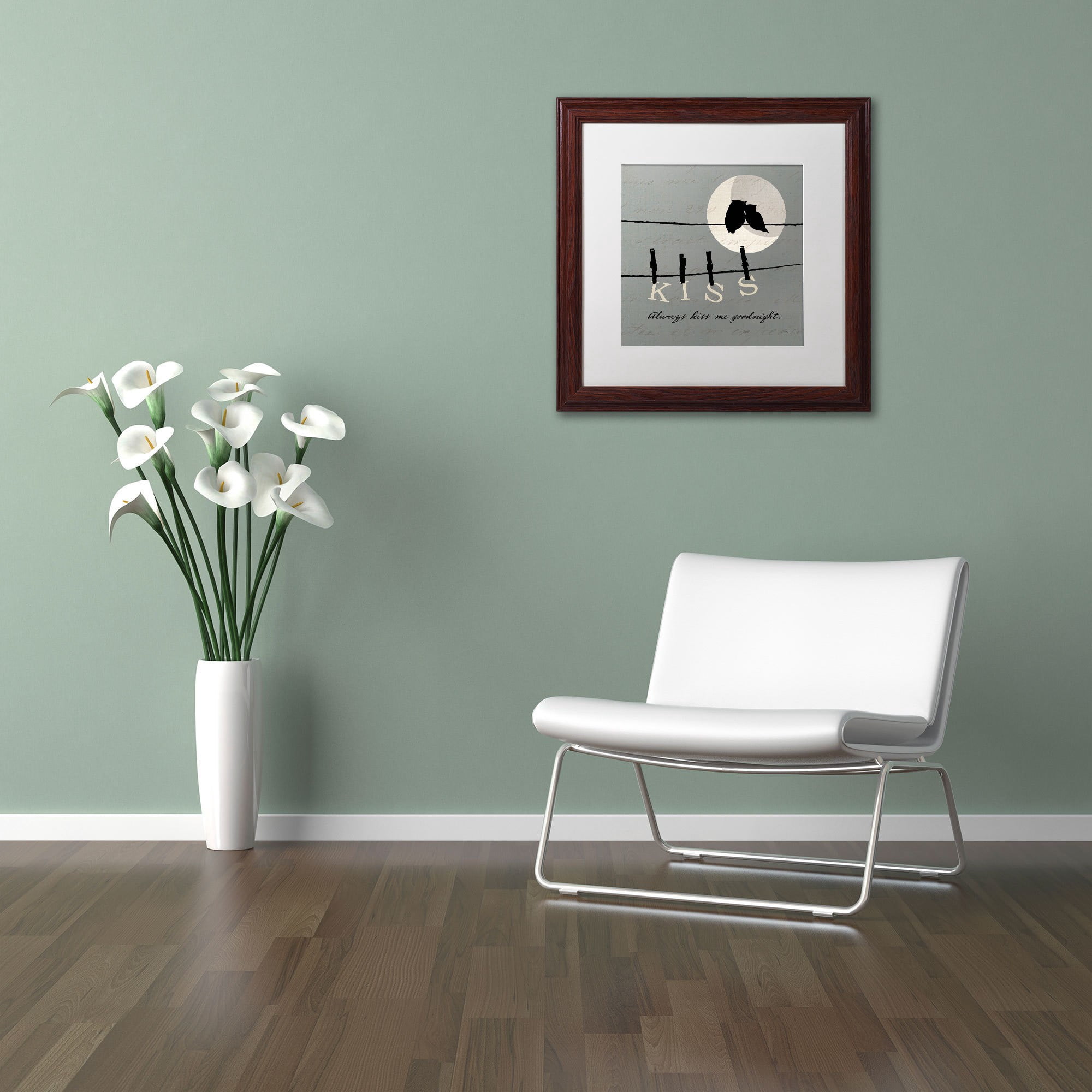 Trademark Fine Art "Moon Lovers II" Canvas Art by Pela Studio, White Mat, Wood Frame