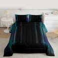 thumbnail image 2 of jejeloiu Modern Abstract Geometric Full Size Comforter Sets,Cyan Black Stripe Bedding Sets For Girls Boys Reversible 3pcs, 2 of 8