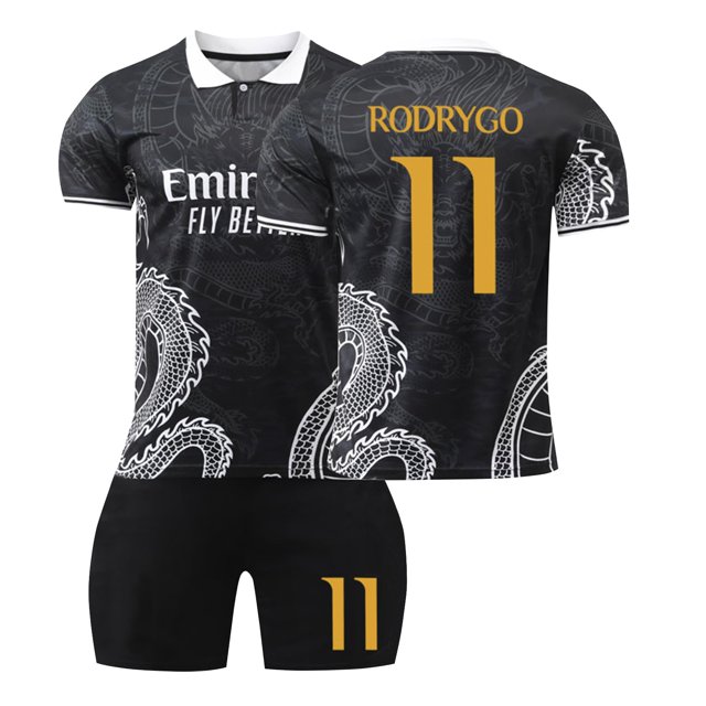 GZSL 2324 European Soccer Club Dragon Pattern Soccer Jersey, #11 RODRYGO European Soccer Jersey 2 Piece Set with Collar, Short Sleeve Adult European Soccer Jersey #11/M