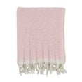 thumbnail image 4 of Fennco Styles Faux Mohair Herringbone Throw Blanket 50" W x 60" L – Pink Cozy Fringe Blanket for Home, Couch, Bedroom, Living Room, Office, and Holiday Décor, 4 of 4