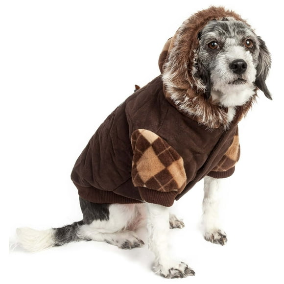 Designer Patterned Suede Argyle Sweater Pet Jacket