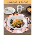 thumbnail image 3 of 13 Inch Round Placemats Set of 4, Halloween Pink Non Slip Heat Insulation PP Table Mats, Black White Ghost Orange Skull Pumpkin Washable Place Mats for Kitchen Dining Party Table Decor, 3 of 7