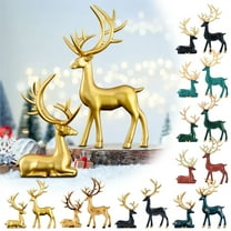 2PCS Resin Reindeer Figurines Deer Statues Elk Sculpture Deer Ornaments for Living Figurine Statues TV Cabinet Home Office Wine Cabinet Decoration