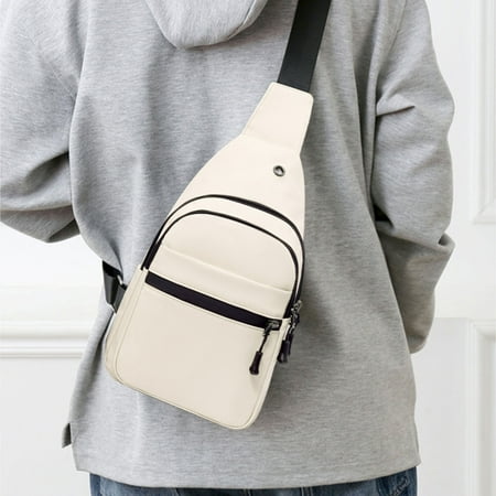 Japanese Style Anti Theft Chest Sling Bag with Locking Zipper and Hidden Back Pocket Large Capacity Nylon Crossbody for Men Women Travel