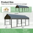 thumbnail image 6 of 10x20 ft Heavy-Duty Carport Canopy Kit, Galvanized Steel Portable Garage for RV, Truck, Boat & 1 Cars, All-Weather Shelter, Easy Assembly, 6 of 7