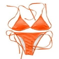 thumbnail image 5 of Clearance! Prolriy Bikini Sets for Women Solid Color Lace Up Bikini Two Piece Swimsuit Womens Swimsuits Orange M, 5 of 9