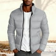 thumbnail image 5 of Zipper Puffer Jackets for Men Stand Collar Quilted Outerwear Lightweight Contrast Sherpa-Lined Tops Thickened Winter Warm Coat Color Block Ski Bubble Coat Casual Fashion Long Sleeve Shirts, 5 of 5