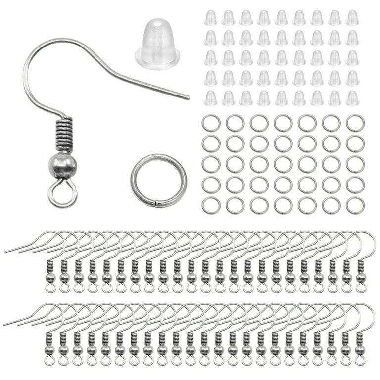 Earring Backs for Hook Earrings, Earring Hooks Jewelry Making Supplies  50Pcs for DIY Jewelry(White K) 