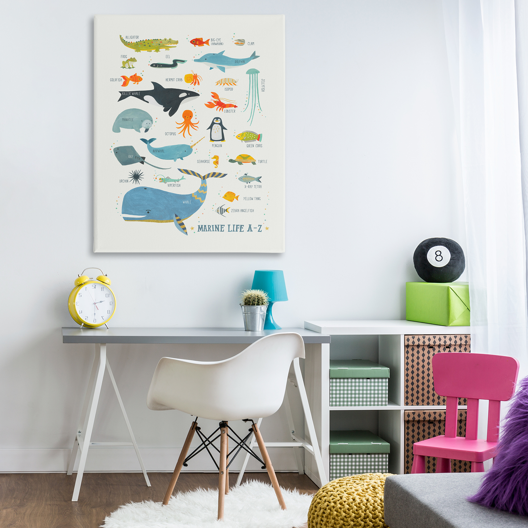 Stupell Industries Marine Life ABC Alphabet Education Painting Wrapped Canvas Art Print Wall Art, 36 x 48