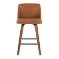 thumbnail image 4 of LumiSource Walnut Wood, Camel PU, Black Steel Toriano 26" Counter Stool - Set of 2, 4 of 8
