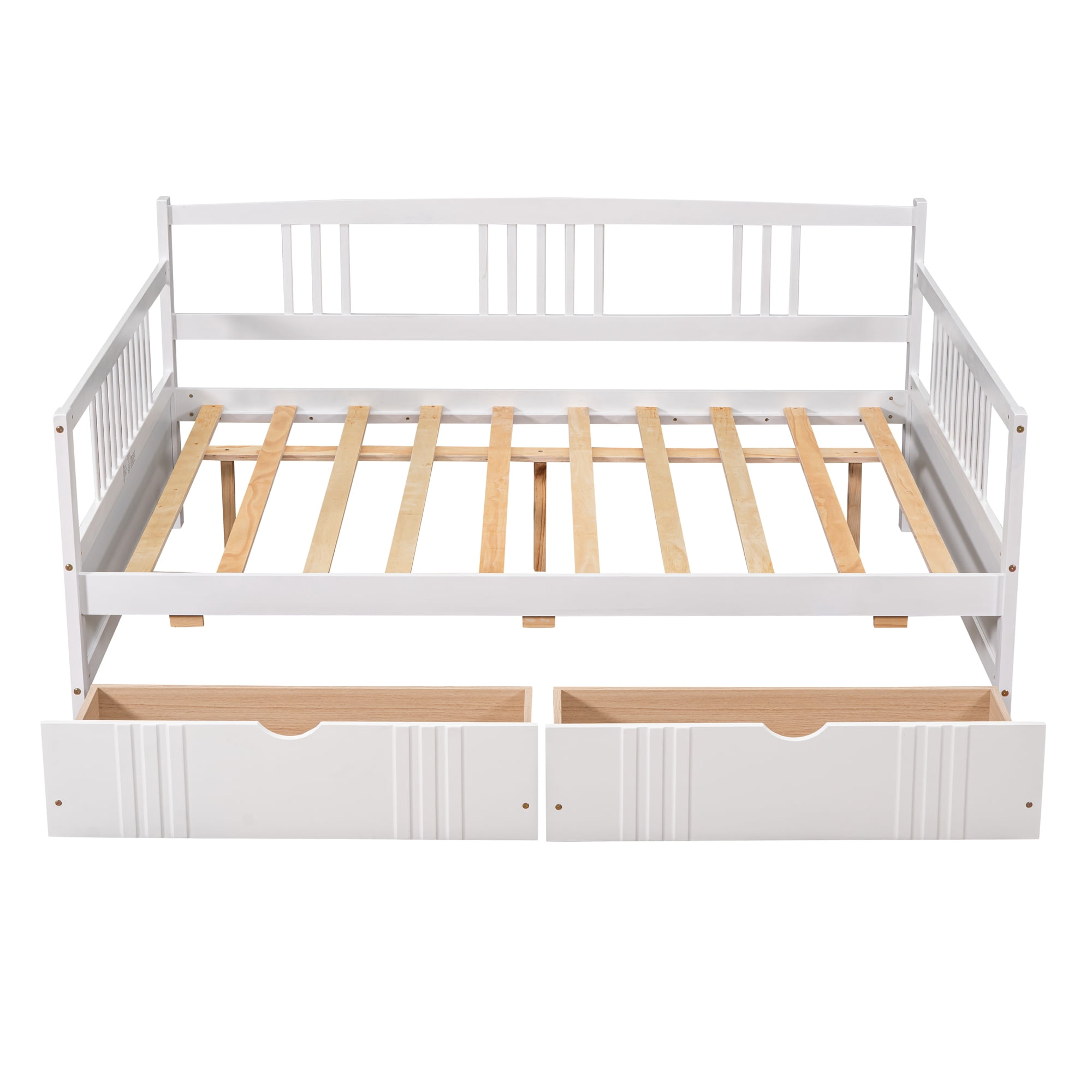 Gewnee Full Size Wood Daybed with Two Storage Drawers for Kid's Bedroom, White