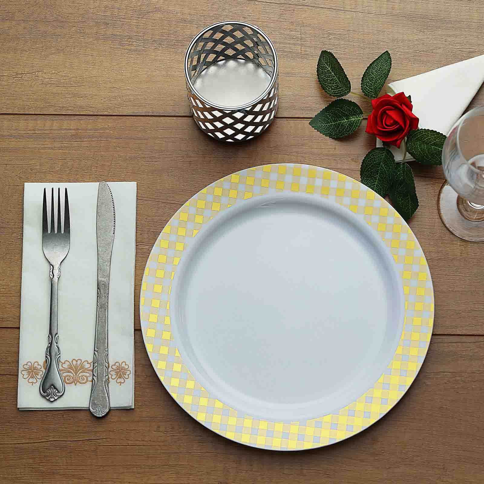 Efavormart 10 Pack 10" White Round Disposable Plastic Dinner Plates