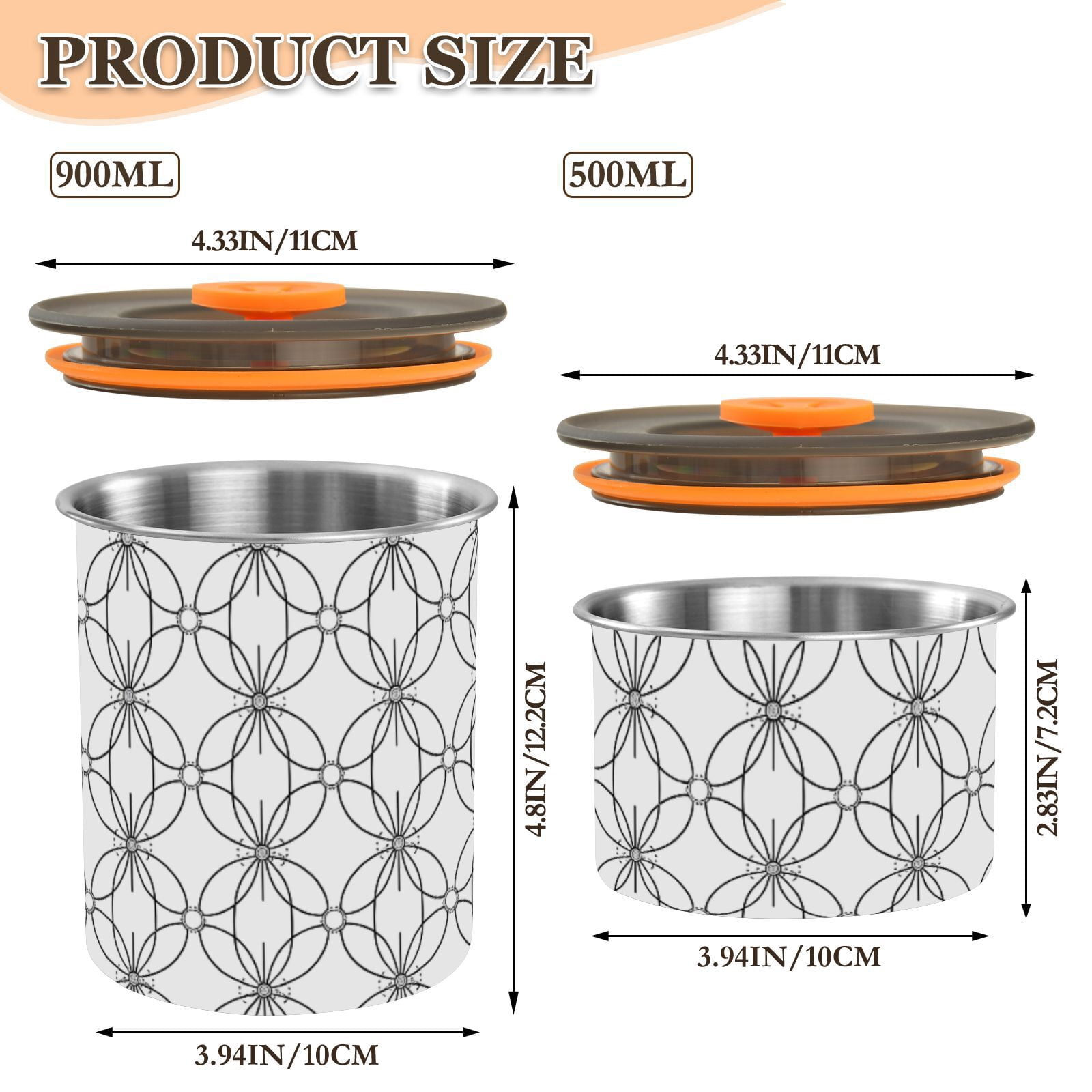 Geometric Coin Airtight Coffee Bean Canister 30oz Food Storage Containers with Lids For Gournd, Tea, Sugar, Flour, Rice, Cereal, Candy Cookie Jar