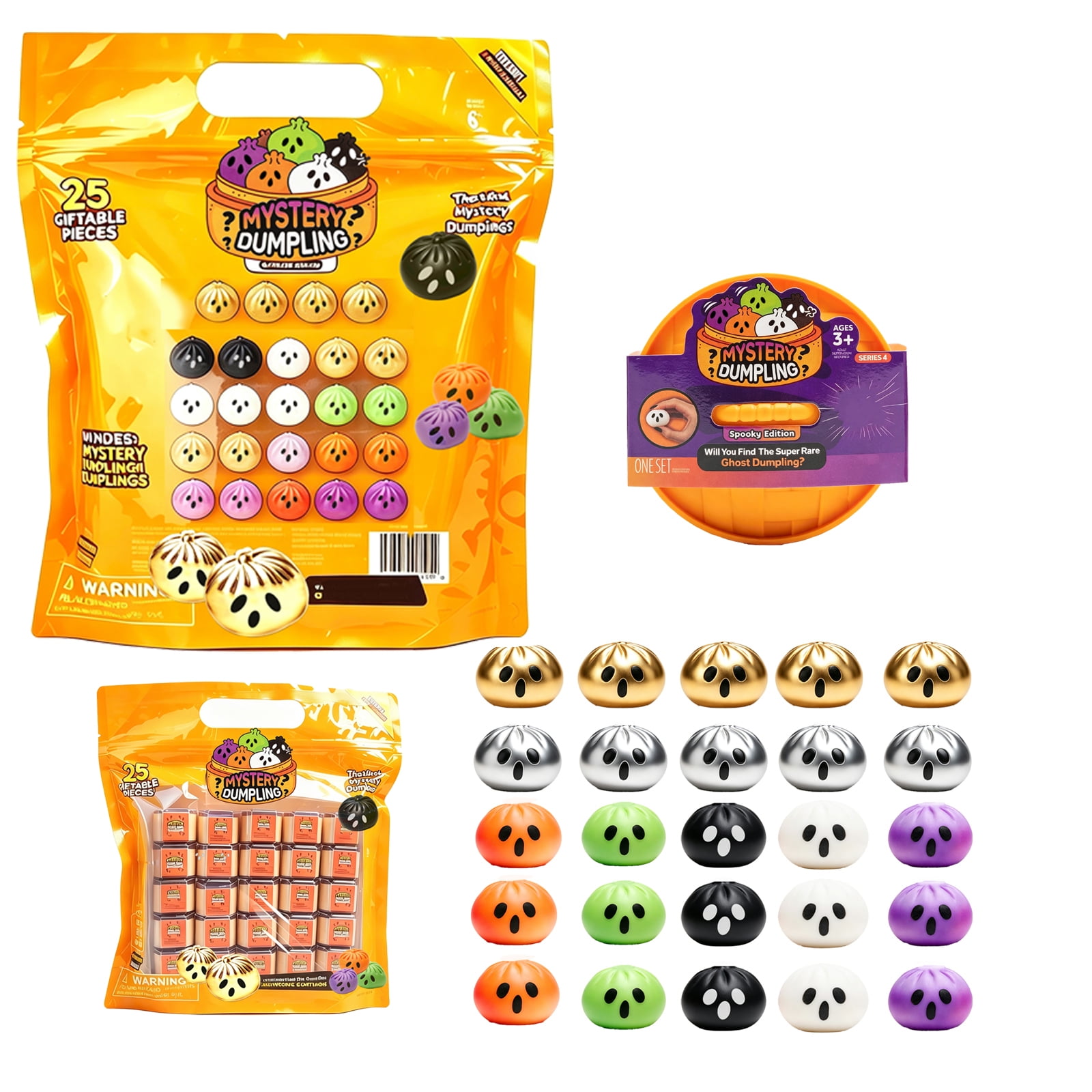 Halloween Clearance Extra Mini Mystery Dumpling Chrome Edition Squishy 25 Pack Surprise Collectible Toy For Kid Party Supplies Extra Mini Mystery Dumpling Set Crazy Gifts for Fun
