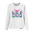 thumbnail image 3 of CLOISE Breast Cancer Blouses Women Long Sleeve Crewneck Tshirts Gnomes Ribbon Pink Breast Cancer Survivor Gifts Tee Shirts Cute Loose Shirts Cancer Support Clothes White S, 3 of 4