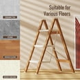 thumbnail image 5 of 3 Step Lightweight Aluminum Folding Ladder, Portable Step Stool with Wide Anti-Slip Pedals, 330 lbs Capacity for Home,Cleaning Tasks（White&Woodgrain）, 5 of 14