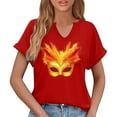 thumbnail image 6 of Craaazy Mardi Gras Shirts for Women Short Sleeve Casual Carnival Printed V-neck T-shirts Gifts, 6 of 6
