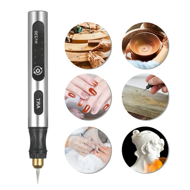 Outil Mini Sans Fil 3 Vitesses 5V Rechargeable Kit d'Outils avec 4 Bits de Meulage USB Charge Outil Multi-Usage pour Ponçage Polissage Perçage Gravure