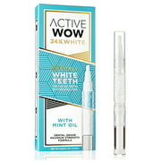 Active Wow 24K White, Easy AF Teeth Whitening Pen with Mint Oil, 0.09 fl oz (2.5 ml)
