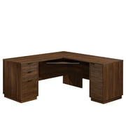 Sauder Englewood Engineered Wood L-Shaped Desk in Spiced Mahogany