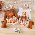 thumbnail image 5 of Enyan Newborn Baby Girl Thanksgivinger Outfit Clothes Romper+Bloomers Tutu Skirt+Socks+Headband Set First Thanksgivinger Outfit（Size 0-3 Months）, 5 of 7