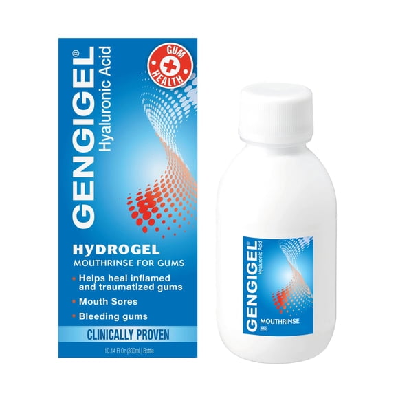 Gengigel Hyaluronic Acid Mouthrinse (300 ml), Oral Care Solution for Gum Health, Reduces Discomfort, Helps Relieve Gum Recession & Gingivitis, No Alcohol or SLS, Vegan & Kosher
