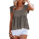 thumbnail image 2 of Blusa Informal de Mujer con Cuello Cuadrado, Volantes, Mangas y Peplum, Estilo Babydoll, Sin Mangas, Gris, Talla XXL, 2 of 9