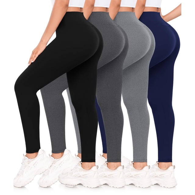 Leggins MOREFEEL de cintura alta con control de barriga, paquete de 4 unidades, talla grande