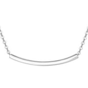 AGVANA 14K Real Solid Gold Smile Necklace Classic Tube Curve Bar Pendant Simple Basic Daily Wear Fine Jewelry for Women Girls Mom Her 16+2 Extender