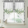 thumbnail image 2 of Green Eucalyptus Leaves Swag Valances for Windows, Kitchen Curtains 36 Inch Length 2 Panels Set, Modern Art Farmhouse Plaid Short Curtains for Small Windows Rod Pocket Cafe Curtains Drapes 28"x36", 2 of 8