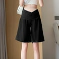 thumbnail image 4 of DeHolifer Women's Maternity Shorts Over The Belly Summer Elastic Waisted Workout Running Active Short Pants with Pockets Black L, 4 of 4