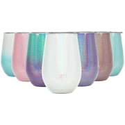 Simple Modern Spirit 12oz Wine Tumbler Glass with Lid - Vacuum Coffee Mug Stemless Cup 18/8 Stainless Steel Shimmer: Selenite