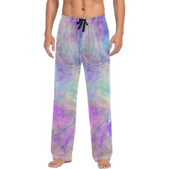 GZHJMY Iridescent Men's Pajama Pants, Soft and Comfortable Lounge Sleep Bottoms with Pockets, Men's Sleepwear with Custom Print, Small