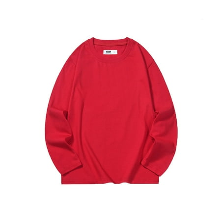 

alcepopk Boys Long Sleeve Shirts Toddlers Soft Crewneck Tee Kids Basic Long-Sleeve T-Shirts Top(Red 10-12 Y)