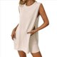 thumbnail image 2 of Conjunto de Dos Piezas de Suéter y Pantalones Cortos A Juego para Mujer, Ropa de Verano para Viajes y Vacaciones, Sin Mangas, de Punto. Albaricoque M, 2 of 8